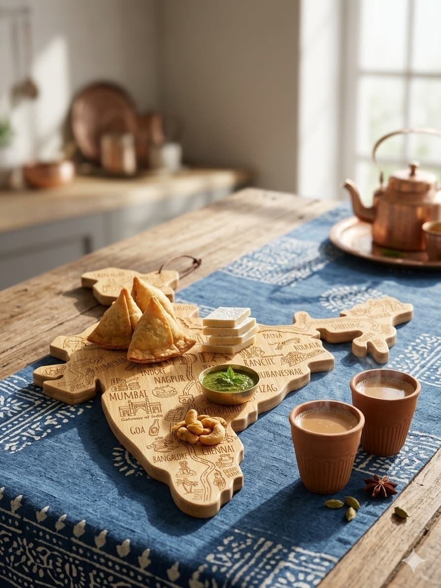 The India Board styled for serving chai and snacks